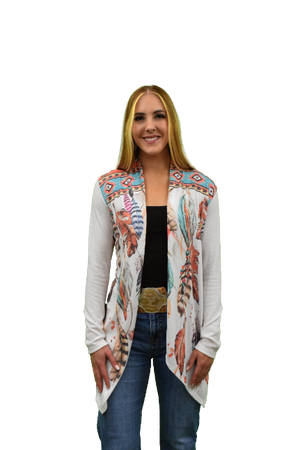 Liberty Wear Ladies' Cardigan Vibrant Feathers