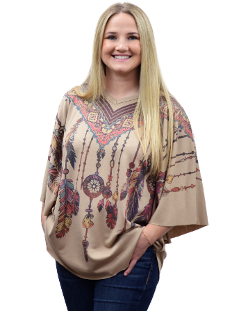 Liberty Wear Ladies' Feather Bead Pattern Poncho Front