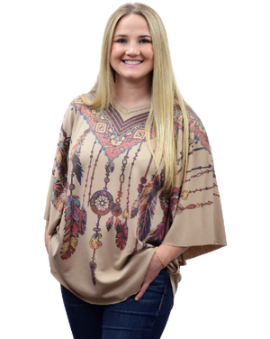 Liberty Wear Ladies' Feather Bead Pattern Poncho Front