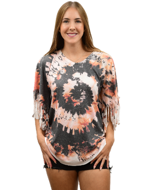 Liberty Wear Ladies' Tie Dye Fringed Poncho 