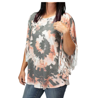 Liberty Wear Ladies' Tie Dye Fringed Poncho 