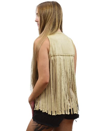 Liberty Wear Ladies' Fringe Tank Sand Side