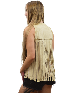 Liberty Wear Ladies' Fringe Tank Sand Side