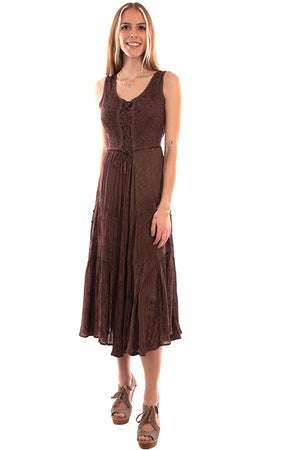 Women's Honey Creek Collection Dress: Tier Panels With Scrolling Tie Dye and Rust