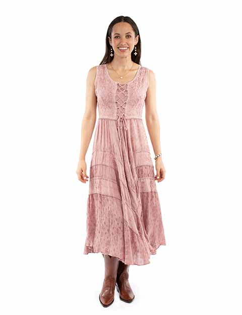 Women's Honey Creek Collection Dress: Tier Panels With Scrolling Tie Dye and Rust