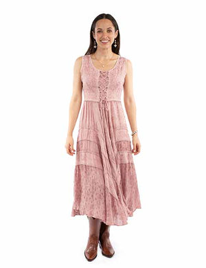 Women's Honey Creek Collection Dress: Tier Panels With Scrolling Tie Dye and Rust