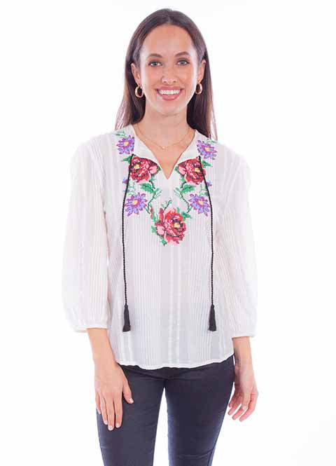Scully Ladies' Honey Creek Floral Embroidered Tunic Front