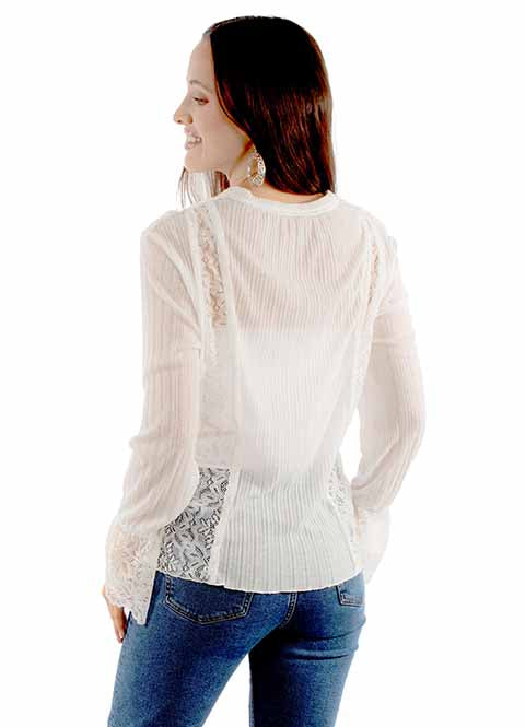 Scully Ladies' Honey Creek White Lace Top Front