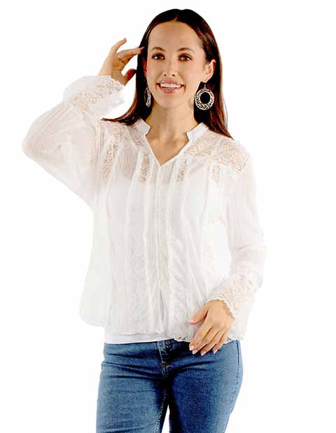 Scully Ladies' Honey Creek White Lace Top Front