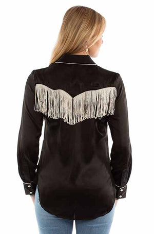 Scully Ladies' Honey Creek Retro Fringe Shirt Black Back