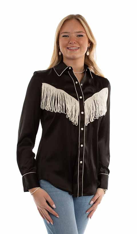 Scully Ladies' Honey Creek Retro Fringe Shirt Black