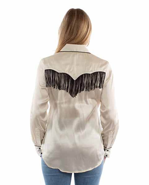 Scully Ladies' Honey Creek Retro Fringe Shirt Cream Back