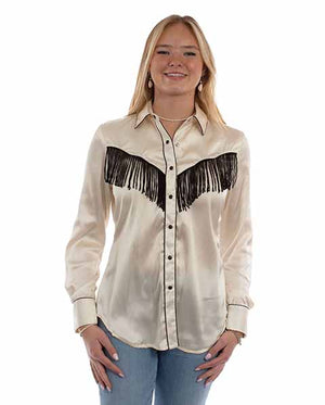 Scully Ladies' Honey Creek Retro Fringe Shirt Cream Front