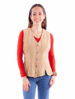 Scully Ladies' Snap Front Suede Vest Old Rust Front