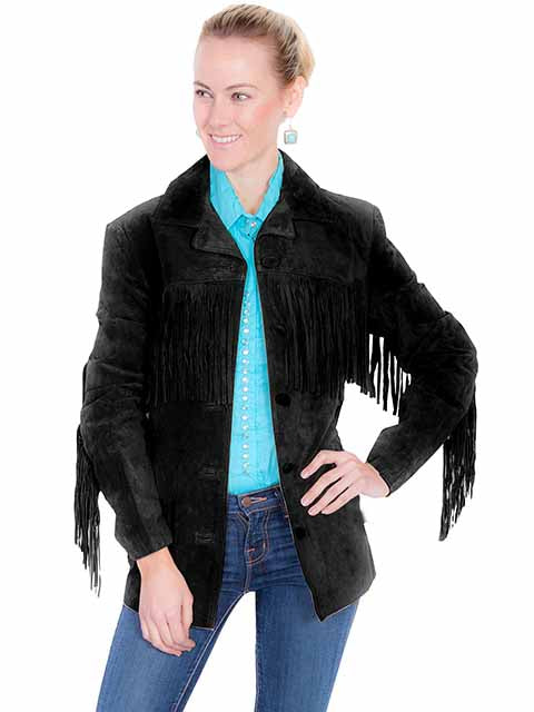 Scully Women's Suede Jacket with Fringe Black