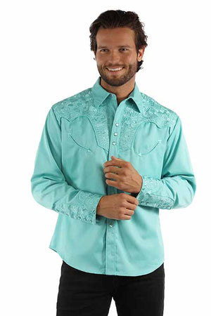 Scully Men's Embroidered Shirt Caribbean Front