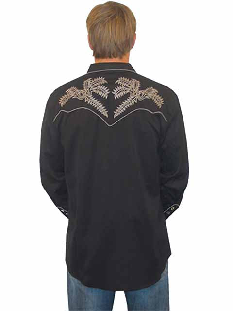 Scully Men's Vintage Inspired Bootstitch Shirt Black Back