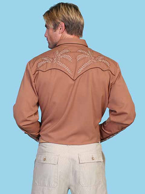 Scully Men's Vintage Inspired Bootstitch Shirt Brown Back