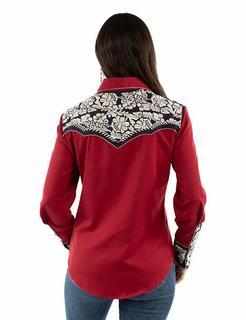 Scully Ladies' Vintage Western Gunfighter Shirt Red White Blue Front