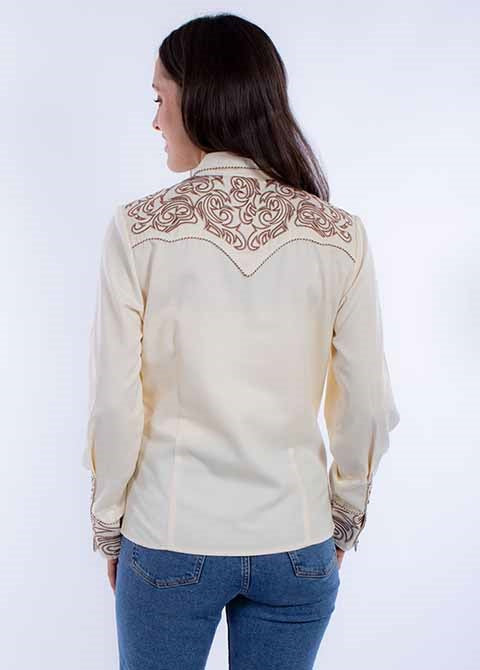 Scully Ladies' Embroidered Shirt Scrolls Cream Front