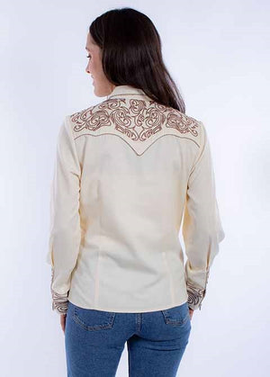 Scully Ladies' Embroidered Shirt Scrolls Cream Back