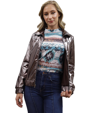 Liberty Wear Women's Bomber Jacket Metallic Front