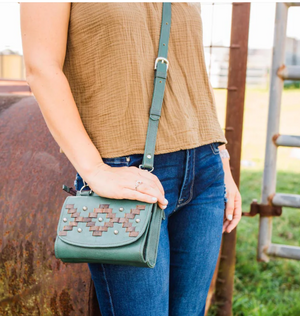 American West Handbag Tribal Weave Crossbody Light Turquoise #4478982