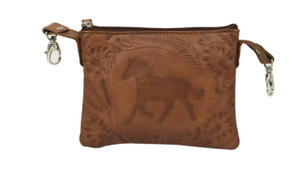 American West Handbag Hitchin' Post Crossbody Trail Rider Medium Brown Front