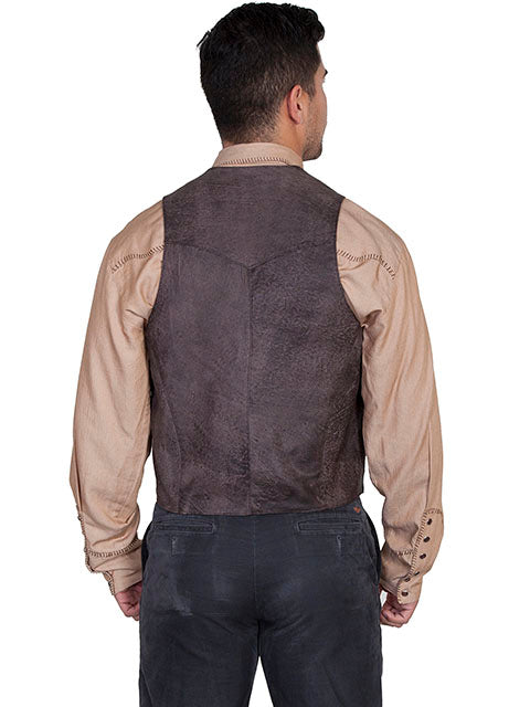 Men's Leather Vest Collection Vest: Scully Western Whip Stitch Lamb