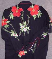 Vintage Inspired Western Mens Shirt Rockmount Hawaiian Hibiscus Back