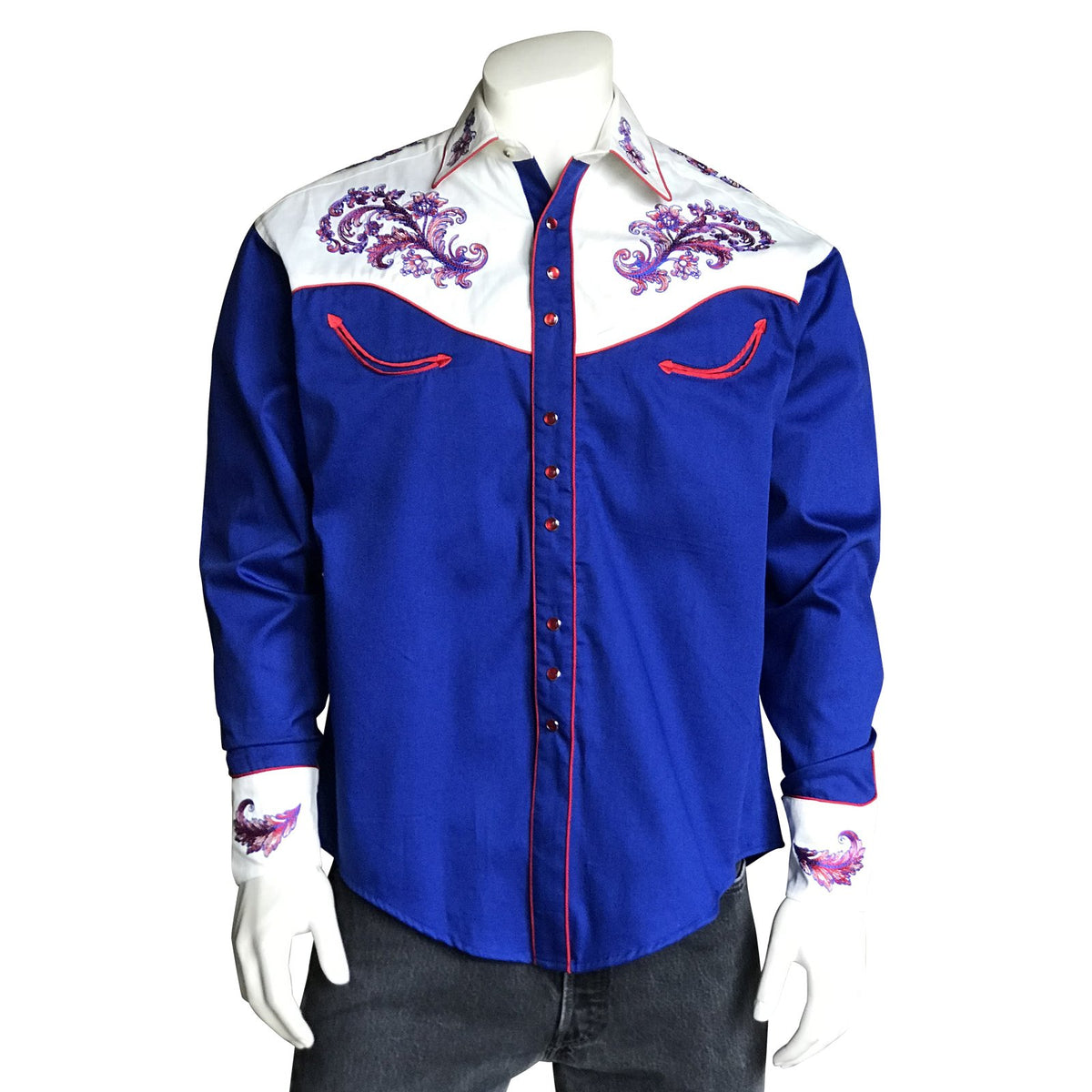 Vintage Western Shirt Collection: Rockmount Men's Floral on Royal Blue ...