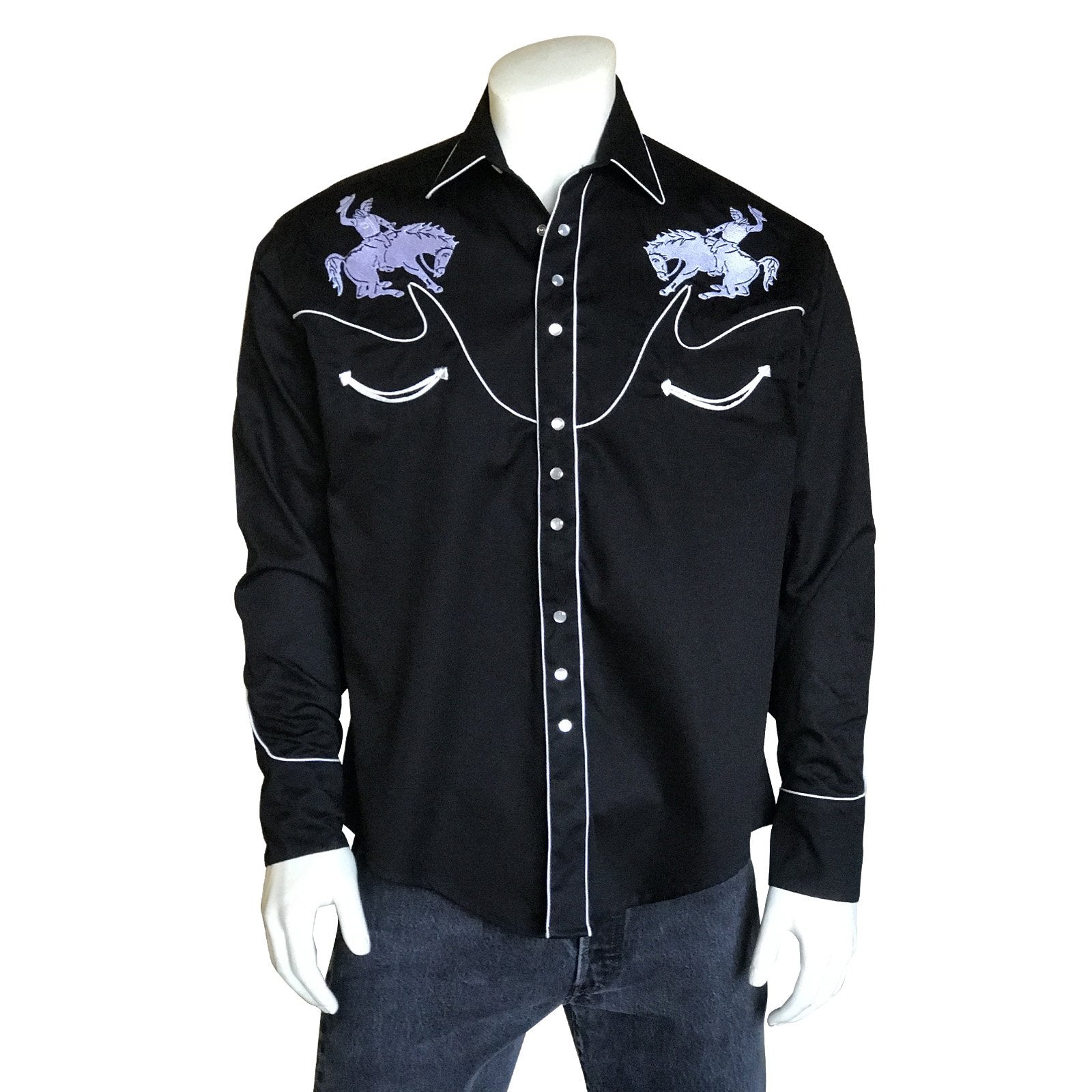 Rockmount Men's Fringe Western Shirt-Black