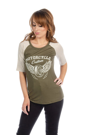 Liberty Wear Ladies' Baseball Tee Axle Front