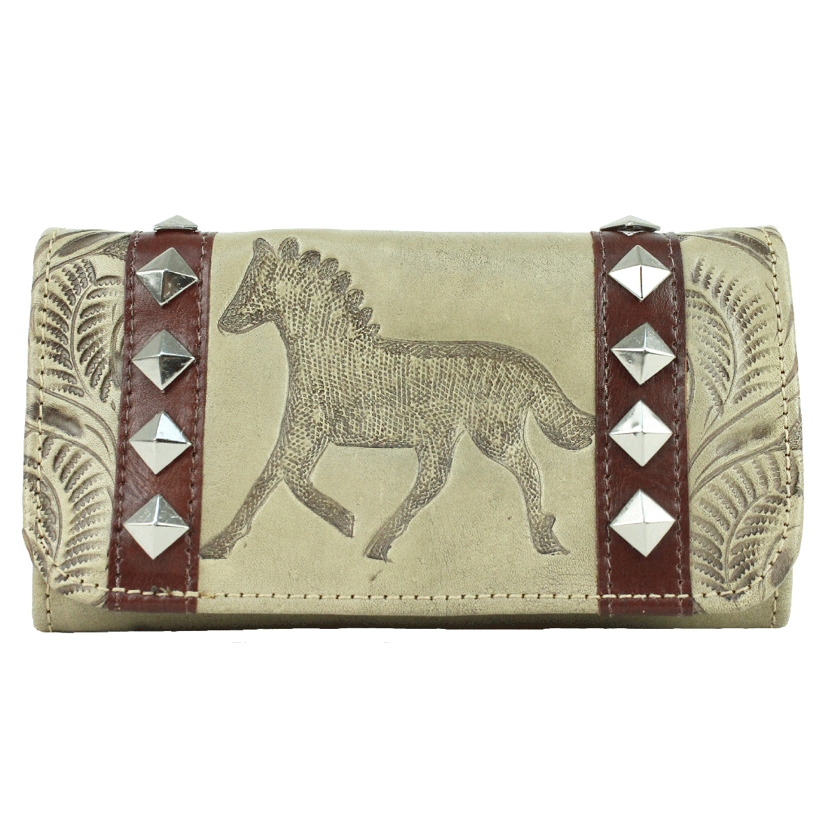 American West Hitchin' Post Collection Tri-Fold Wallet Sand Front