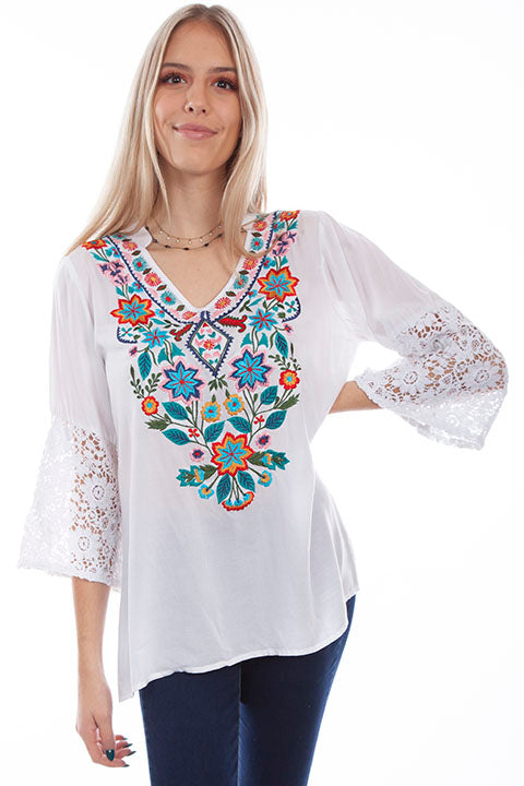 Women's Honey Creek Collection Blouse: Embroidery and Crochet