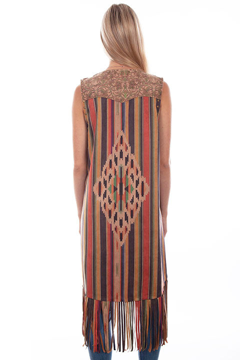 Women's Honey Creek Vest Collection: Serape Aztec Print Fringe