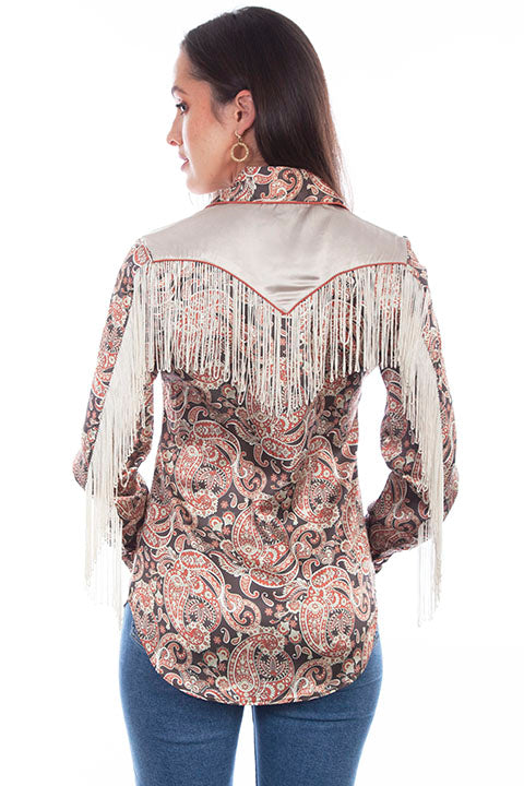 Scully Honey Creek Ladies' Paisley Shirt with Fringe Front