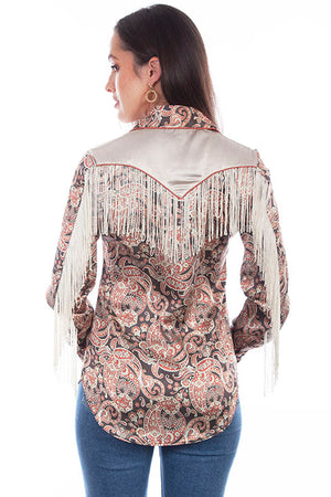 Scully Honey Creek Ladies' Paisley Shirt with Fringe Back