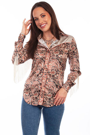 Scully Honey Creek Ladies' Paisley Shirt with Fringe Front