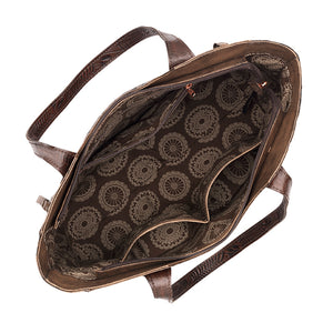 American West Handbag, Annie's Secret Collection, Tote, Pocket, Interior Distressed Chocolate Brown