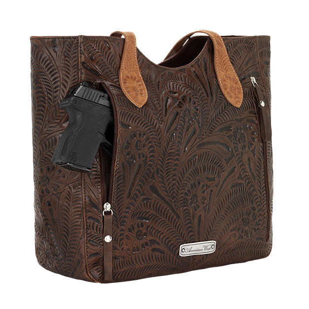 American West Handbag, Annie's Secret Collection, Tote, Gun, Dark Brown