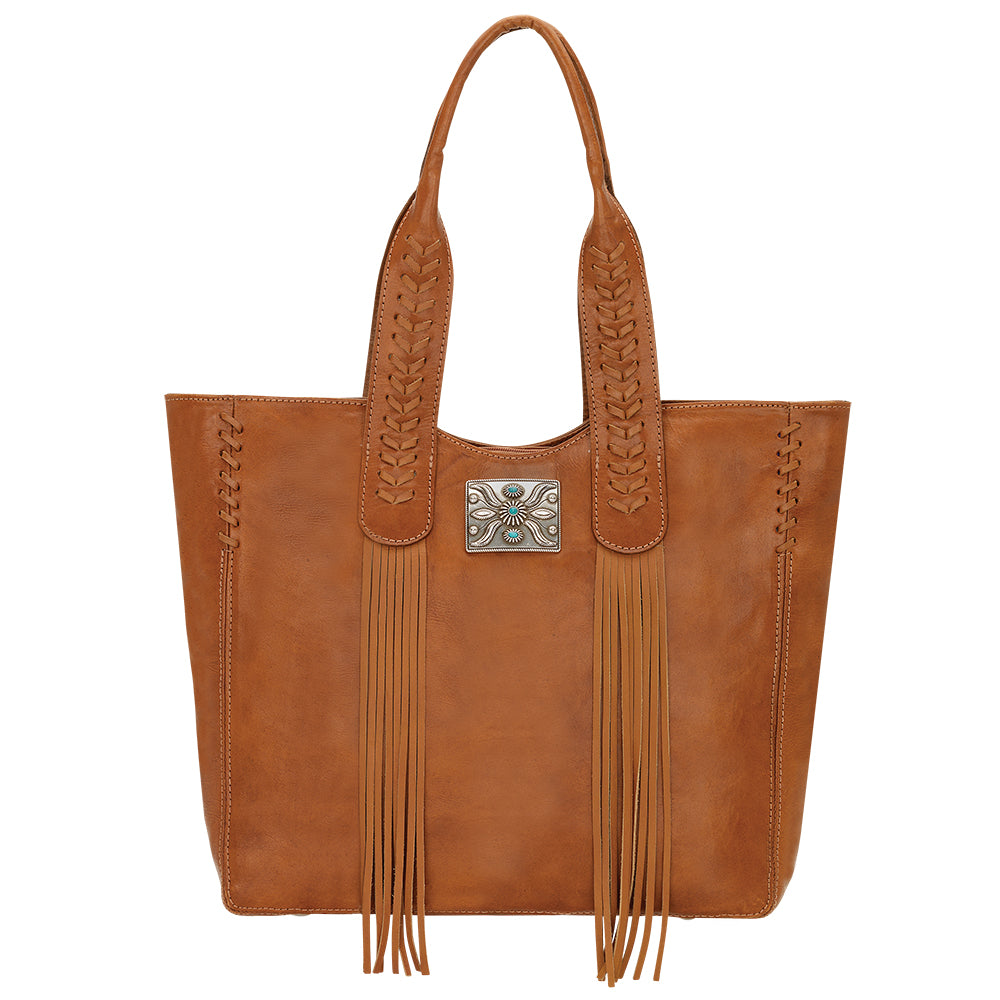 American West Handbag Mohave Collection: Large Zip Top Tote with Fringe