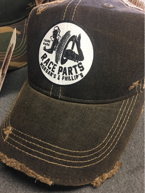 PEARL Lager Retro Brand Distressed Orange Men's Trucker Hat
