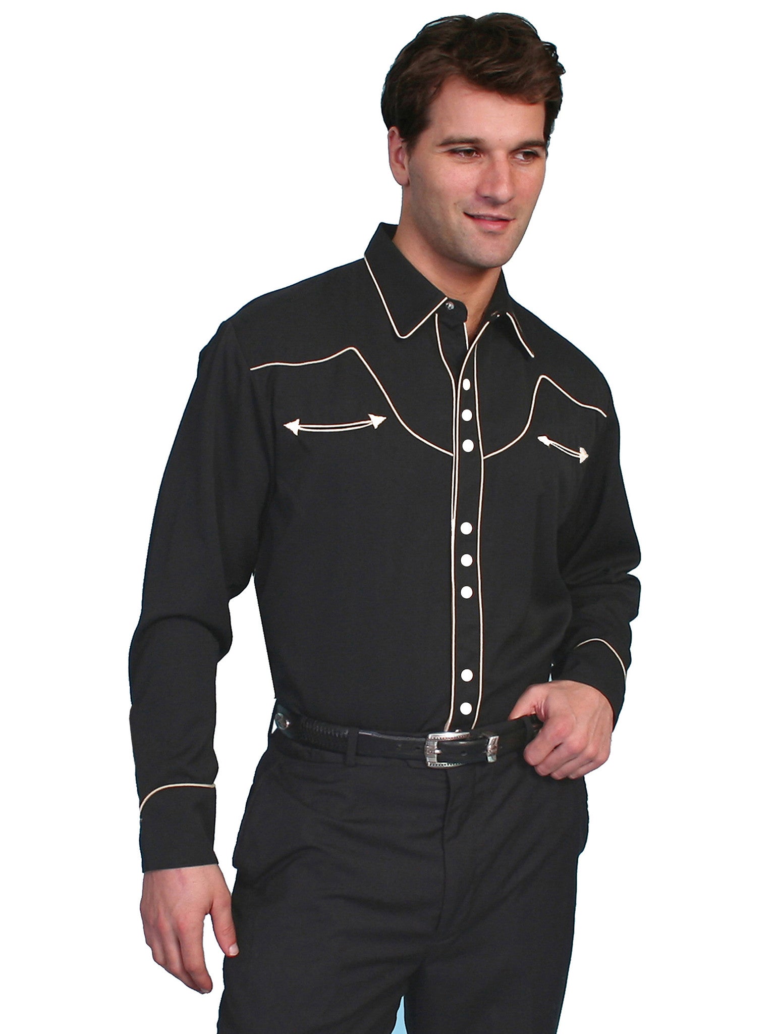 Scully Men's Embroidered Western Shirt Black - Stampede Tack & Western Wear